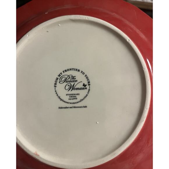 Set Of 4 Pioneer Woman Garland Christmas Tree Stoneware Salad Lunch Dessert 8.8 - Picture 5 of 6